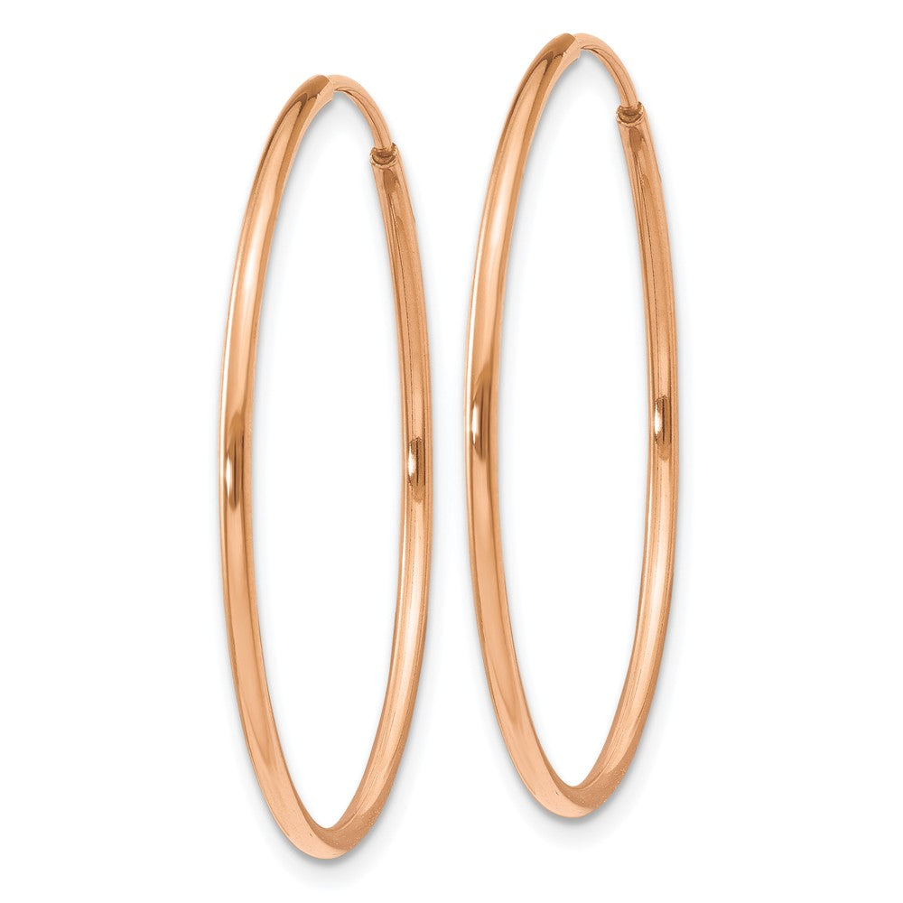 14k Rose Gold 1.2x30mm Polished Endless Tube Hoop Earrings