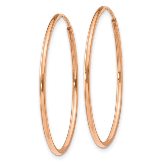 14k Rose Gold 1.2x30mm Polished Endless Tube Hoop Earrings