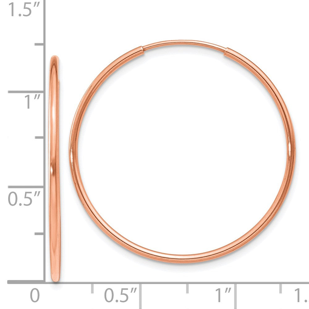 14k Rose Gold 1.2x30mm Polished Endless Tube Hoop Earrings