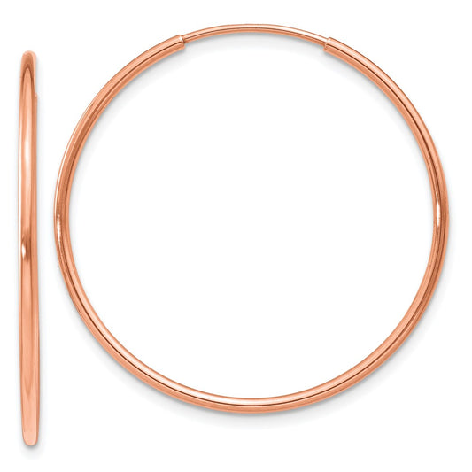 14k Rose Gold 1.2x30mm Polished Endless Tube Hoop Earrings