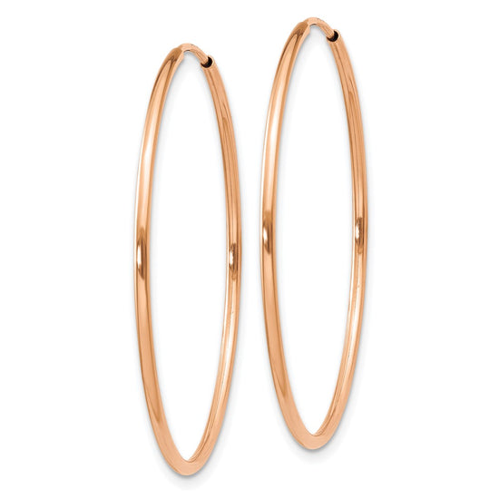 14k Rose Gold 1.2x34mm Polished Endless Tube Hoop Earrings
