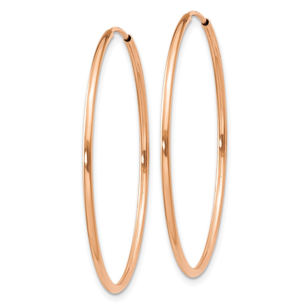 14k Rose Gold 1.2x34mm Polished Endless Tube Hoop Earrings