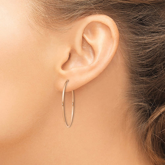 14k Rose Gold 1.2x34mm Polished Endless Tube Hoop Earrings