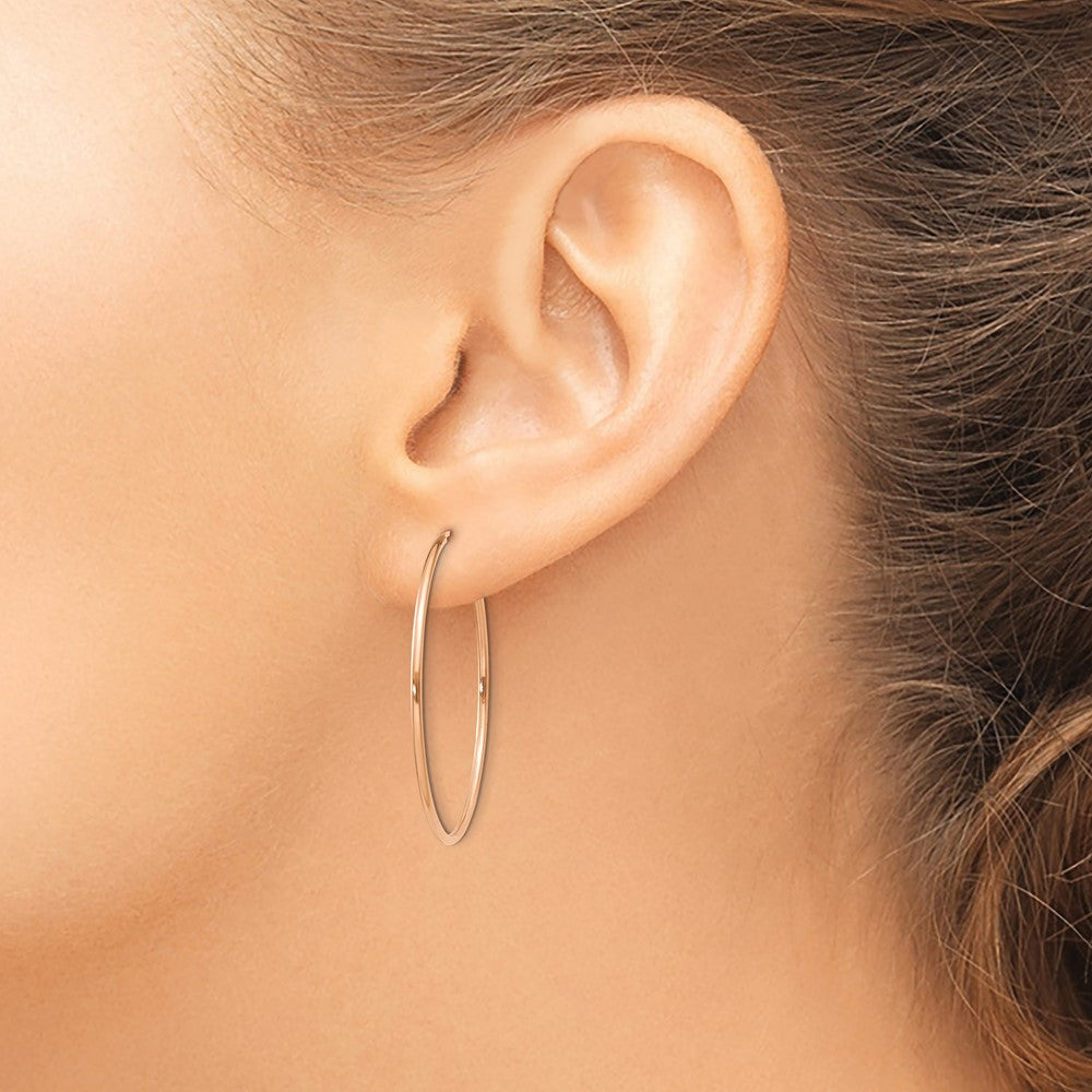 14k Rose Gold 1.2x34mm Polished Endless Tube Hoop Earrings