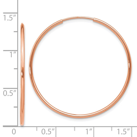 14k Rose Gold 1.2x34mm Polished Endless Tube Hoop Earrings