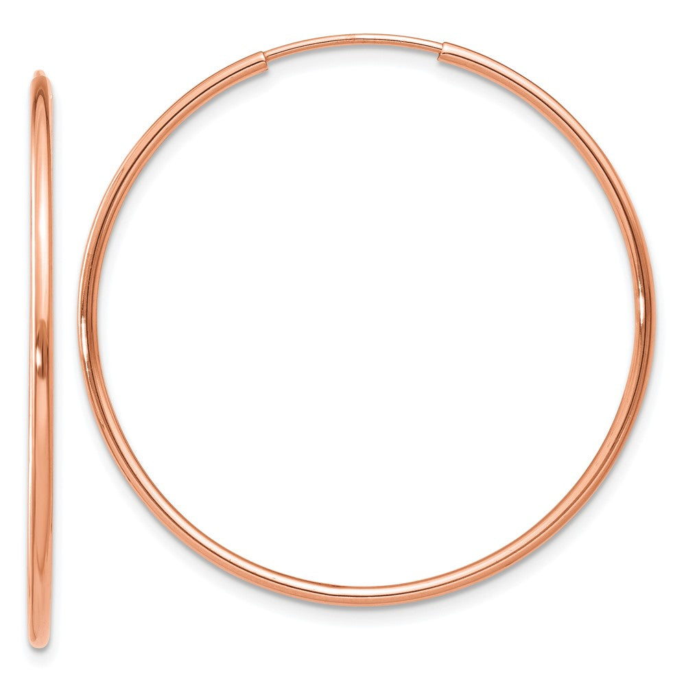 14k Rose Gold 1.2x34mm Polished Endless Tube Hoop Earrings