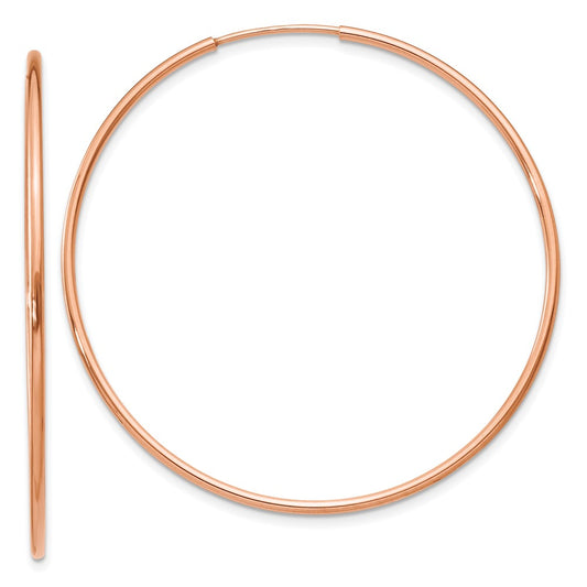 14k Rose Gold 1.2x40mm Polished Endless Tube Hoop Earrings