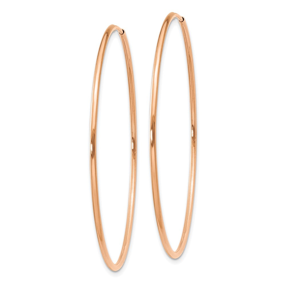 14k Rose Gold 1.2x46mm Polished Endless Tube Hoop Earrings