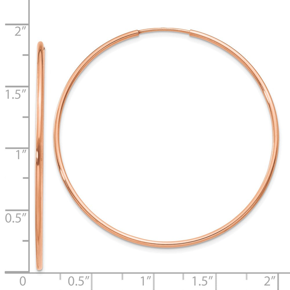 14k Rose Gold 1.2x46mm Polished Endless Tube Hoop Earrings