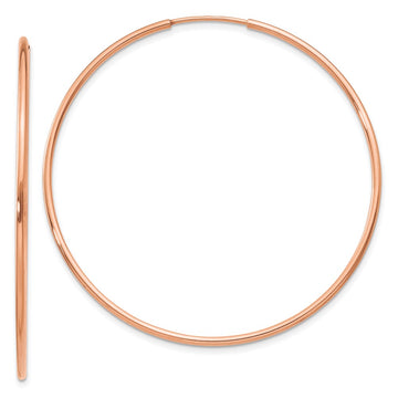 14k Rose Gold 1.2x46mm Polished Endless Tube Hoop Earrings