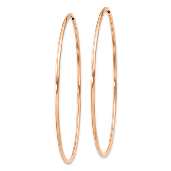 14k Rose Gold 1.2x54mm Polished Endless Tube Hoop Earrings