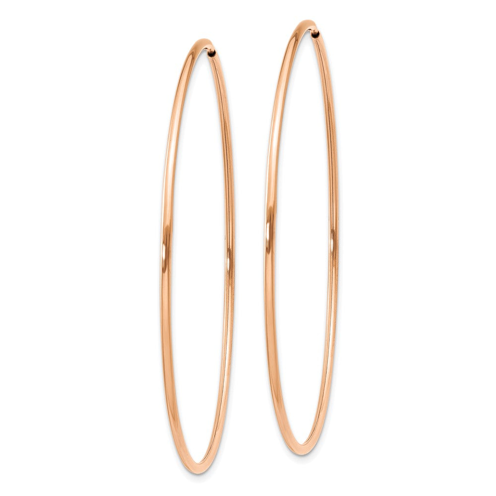 14k Rose Gold 1.2x54mm Polished Endless Tube Hoop Earrings