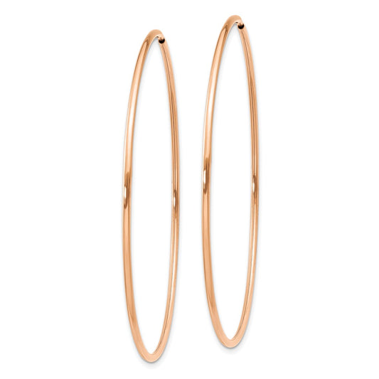 14k Rose Gold 1.2x54mm Polished Endless Tube Hoop Earrings