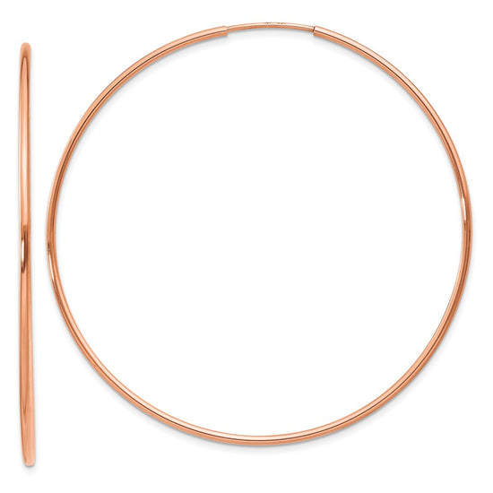 14k Rose Gold 1.2x54mm Polished Endless Tube Hoop Earrings