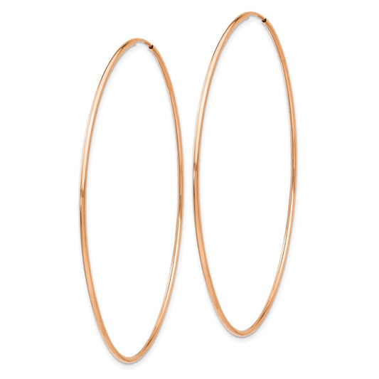 14k Rose Gold 1.2x69mm Polished Endless Hoop Earrings