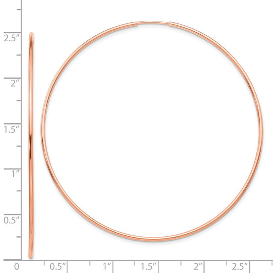 14k Rose Gold 1.2x69mm Polished Endless Hoop Earrings