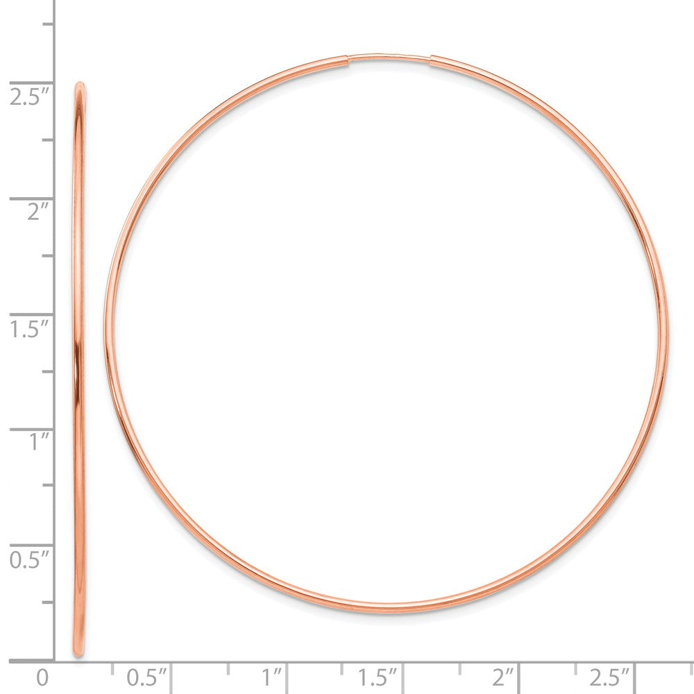 14k Rose Gold 1.2x69mm Polished Endless Hoop Earrings