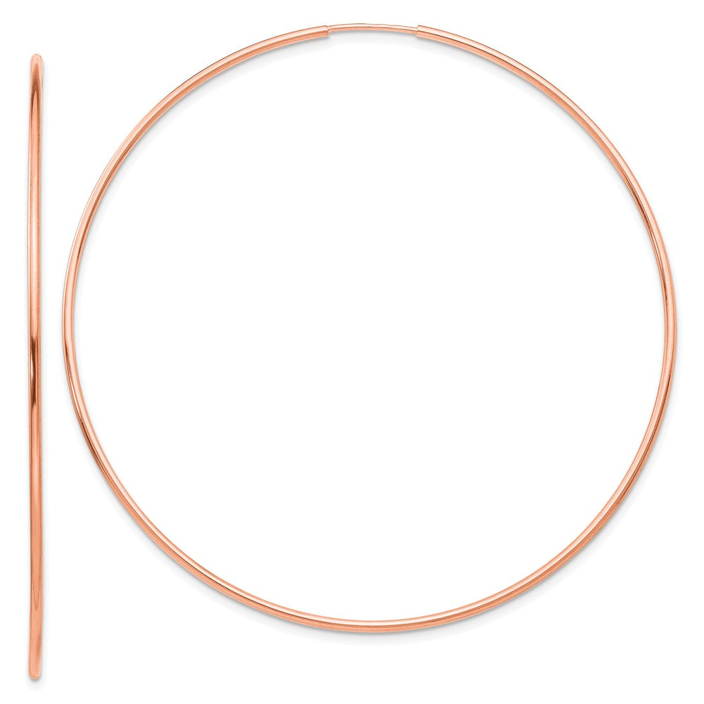 14k Rose Gold 1.2x69mm Polished Endless Hoop Earrings