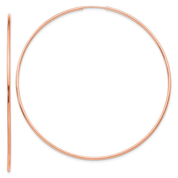 14k Rose Gold 1.2x69mm Polished Endless Hoop Earrings
