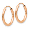 14k Rose Gold 2x17mm Polished Round Endless Hoop Earrings