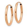 14k Rose Gold 2x20mm Polished Round Endless Hoop Earrings