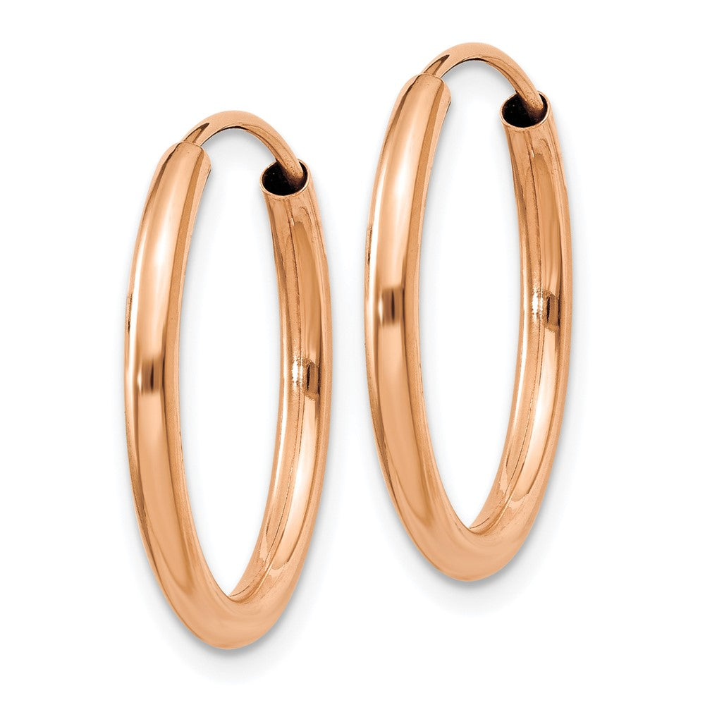 14k Rose Gold 2x20mm Polished Round Endless Hoop Earrings