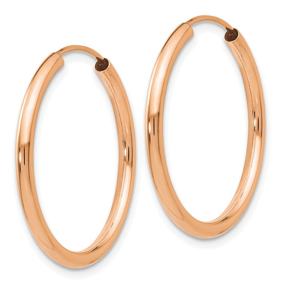 14k Rose Gold 2x25mm Polished Round Endless Hoop Earrings