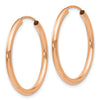 14k Rose Gold 2x25mm Polished Round Endless Hoop Earrings