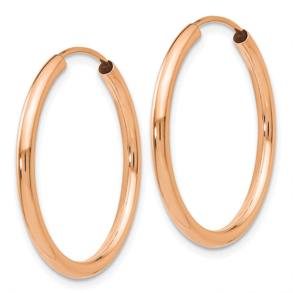 14k Rose Gold 2x25mm Polished Round Endless Hoop Earrings