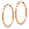 14k Rose Gold 2x30mm Polished Round Endless Hoop Earrings