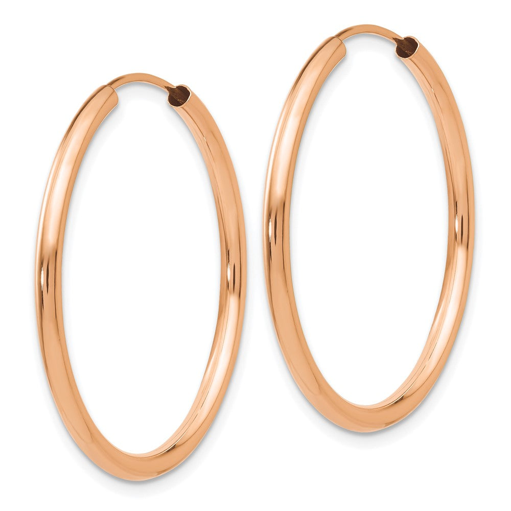 14k Rose Gold 2x30mm Polished Round Endless Hoop Earrings