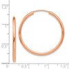 14k Rose Gold 2x30mm Polished Round Endless Hoop Earrings