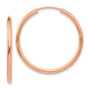 14k Rose Gold 2x30mm Polished Round Endless Hoop Earrings