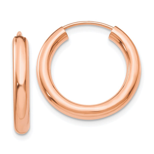 14k Rose Gold 3.00x20mm Polished Endless Tube Hoop Earrings
