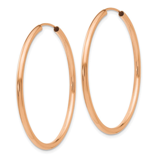 14k Rose Gold 2x40mm Polished Round Endless Hoop Earrings