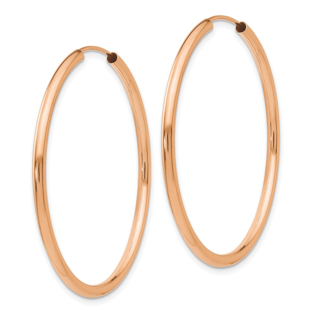 14k Rose Gold 2x40mm Polished Round Endless Hoop Earrings