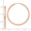 14k Rose Gold 2x40mm Polished Round Endless Hoop Earrings