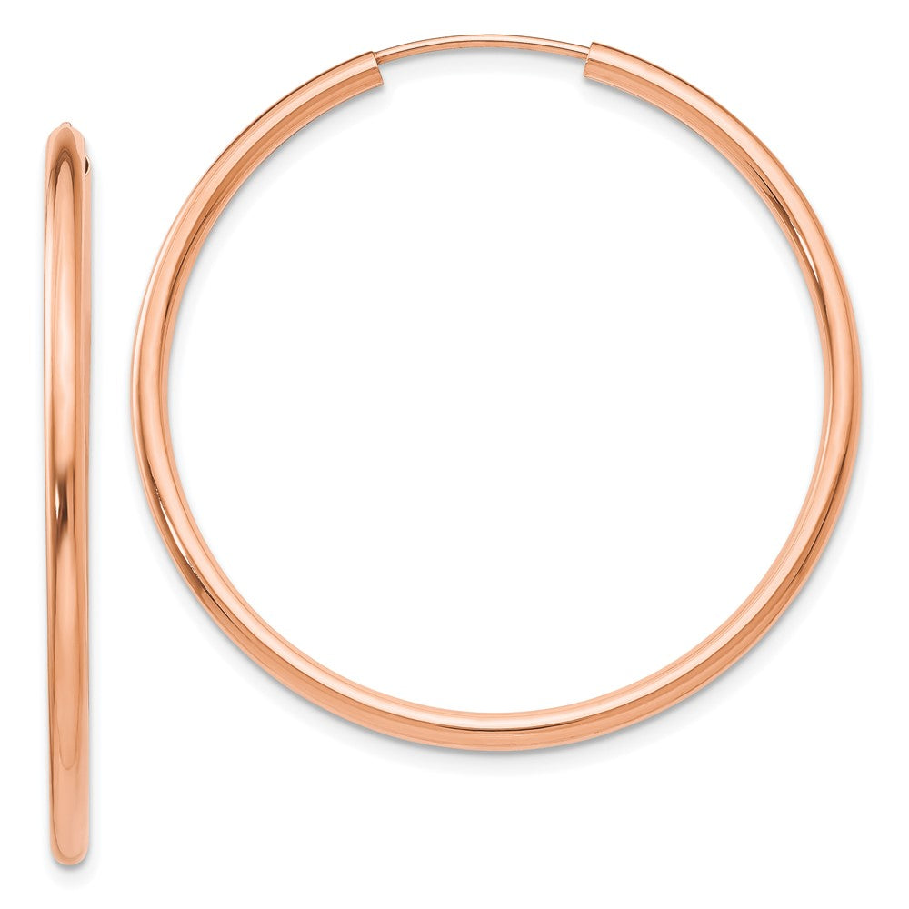 14k Rose Gold 2x40mm Polished Round Endless Hoop Earrings