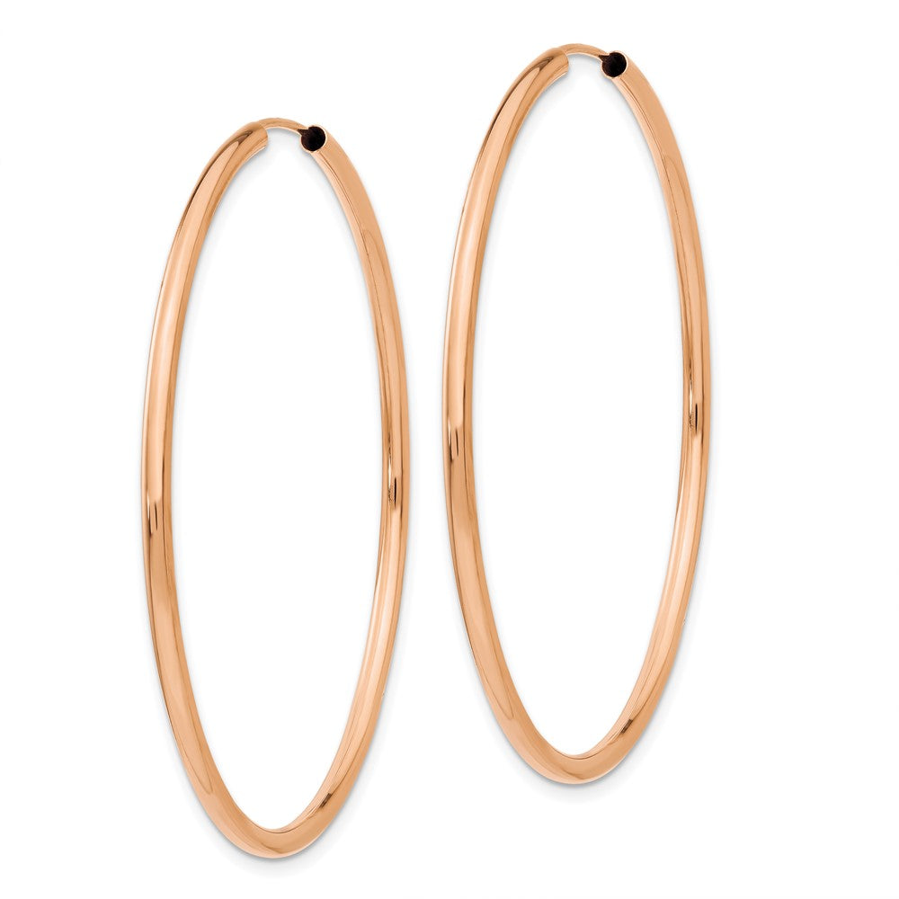 14k Rose Gold 2x50mm Polished Round Endless Hoop Earrings