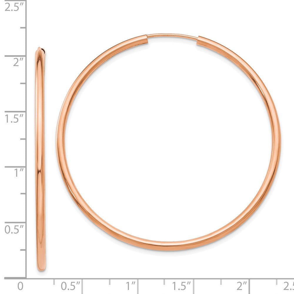 14k Rose Gold 2x50mm Polished Round Endless Hoop Earrings