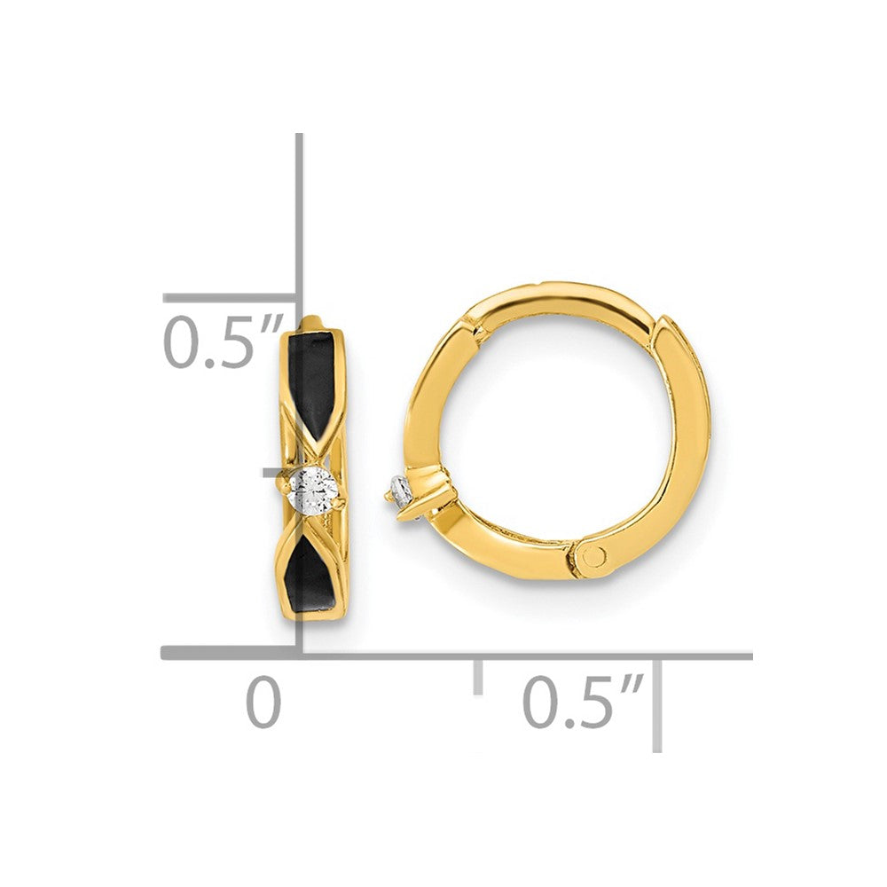 14K Polished Black Onyx Hoop Earrings