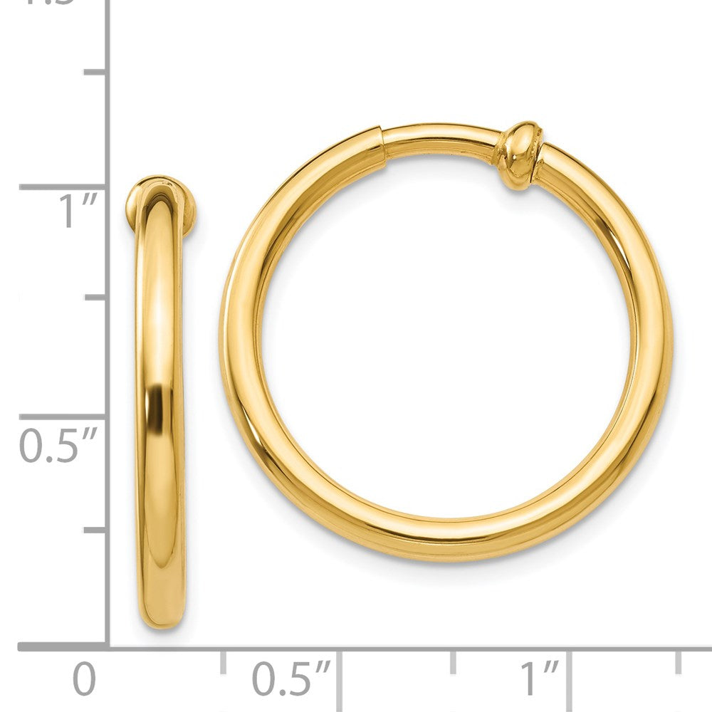 14k 2.5x20mm Polished Tube Hoop Non-pierced Earrings