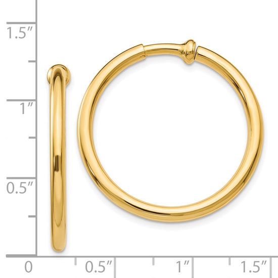 14k 2.5x25mm Polished Tube Hoop Non-pierced Earrings