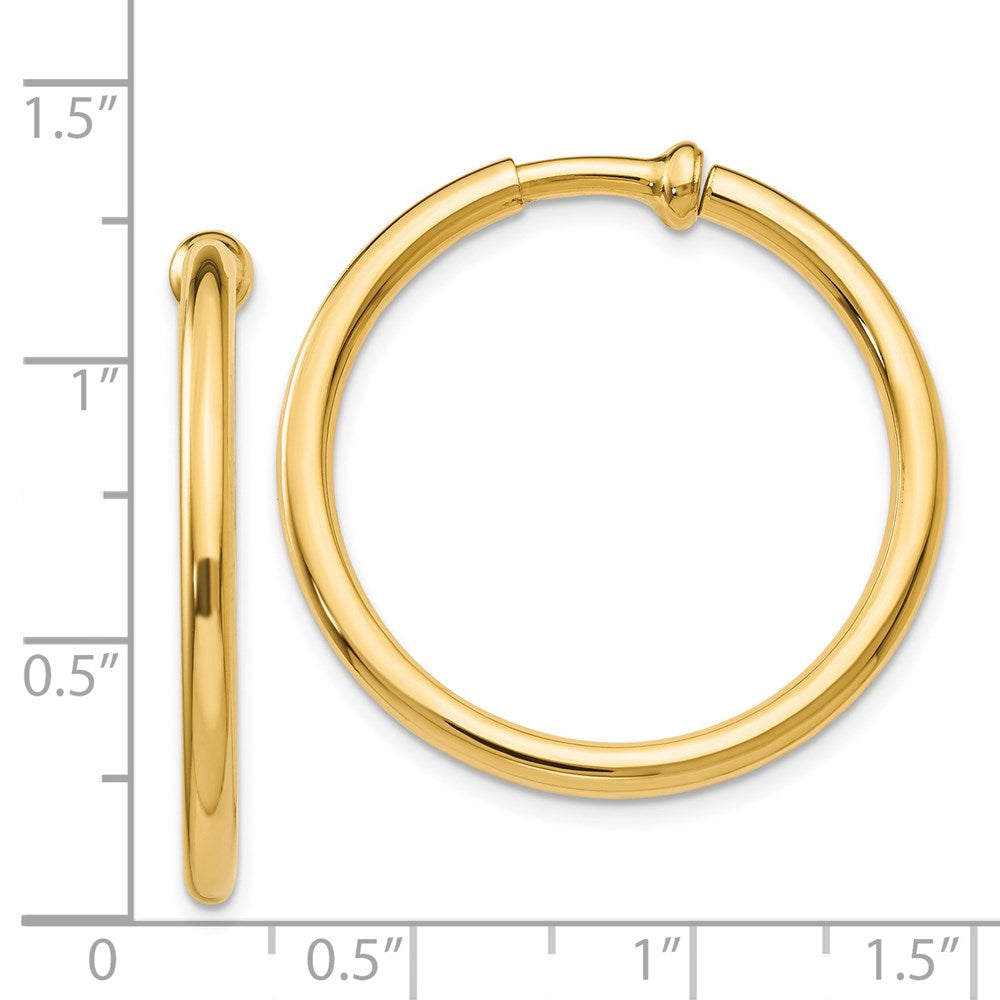 14k 2.5x25mm Polished Tube Hoop Non-pierced Earrings
