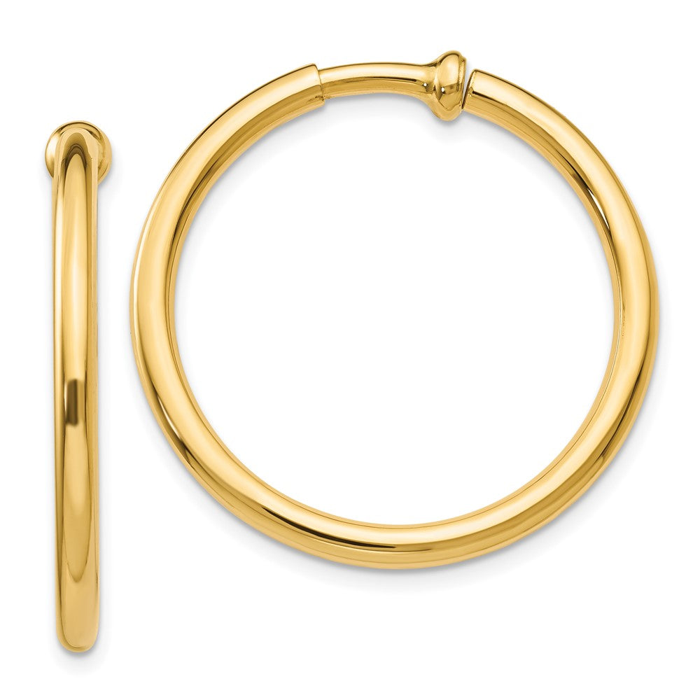 14k 2.5x25mm Polished Tube Hoop Non-pierced Earrings