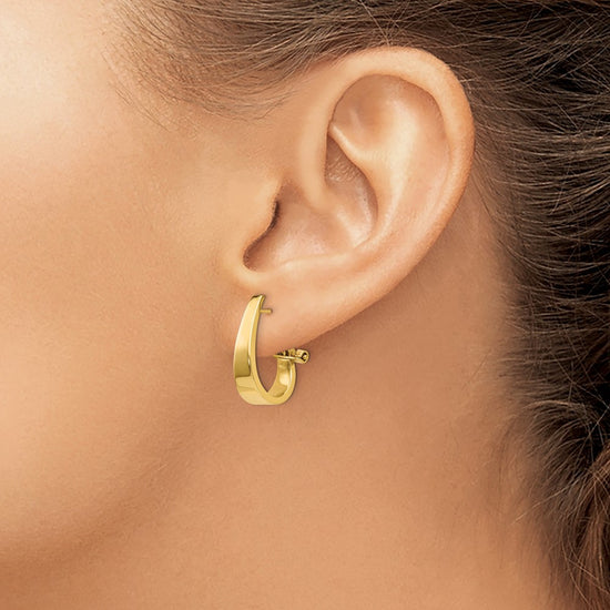 14k 5x18mm Polished Tapered J-Hoop Omega Back Post Earrings