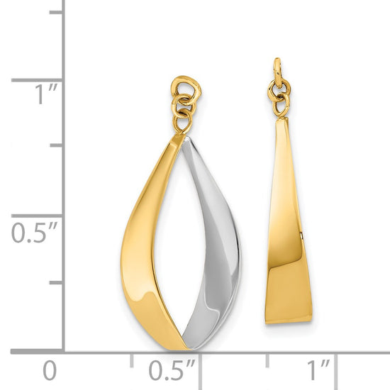 14k and White Rhodium Polished Reversible Oval Hoop Dangle Earring Jackets