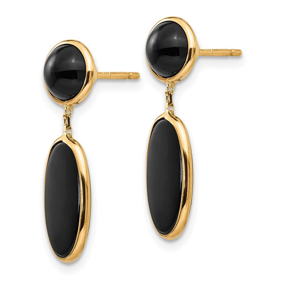 14k Black Onyx Oval Dangle Post Earrings