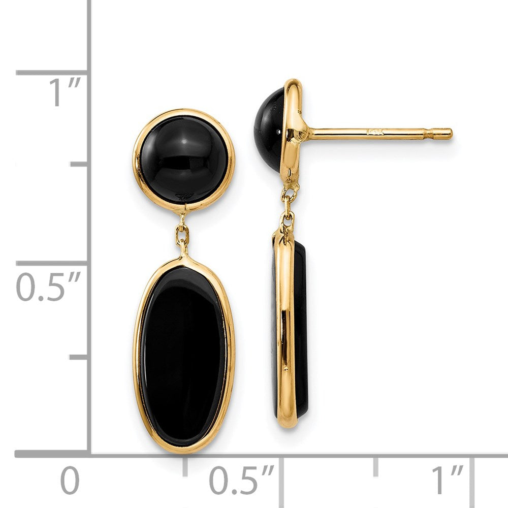 14k Black Onyx Oval Dangle Post Earrings