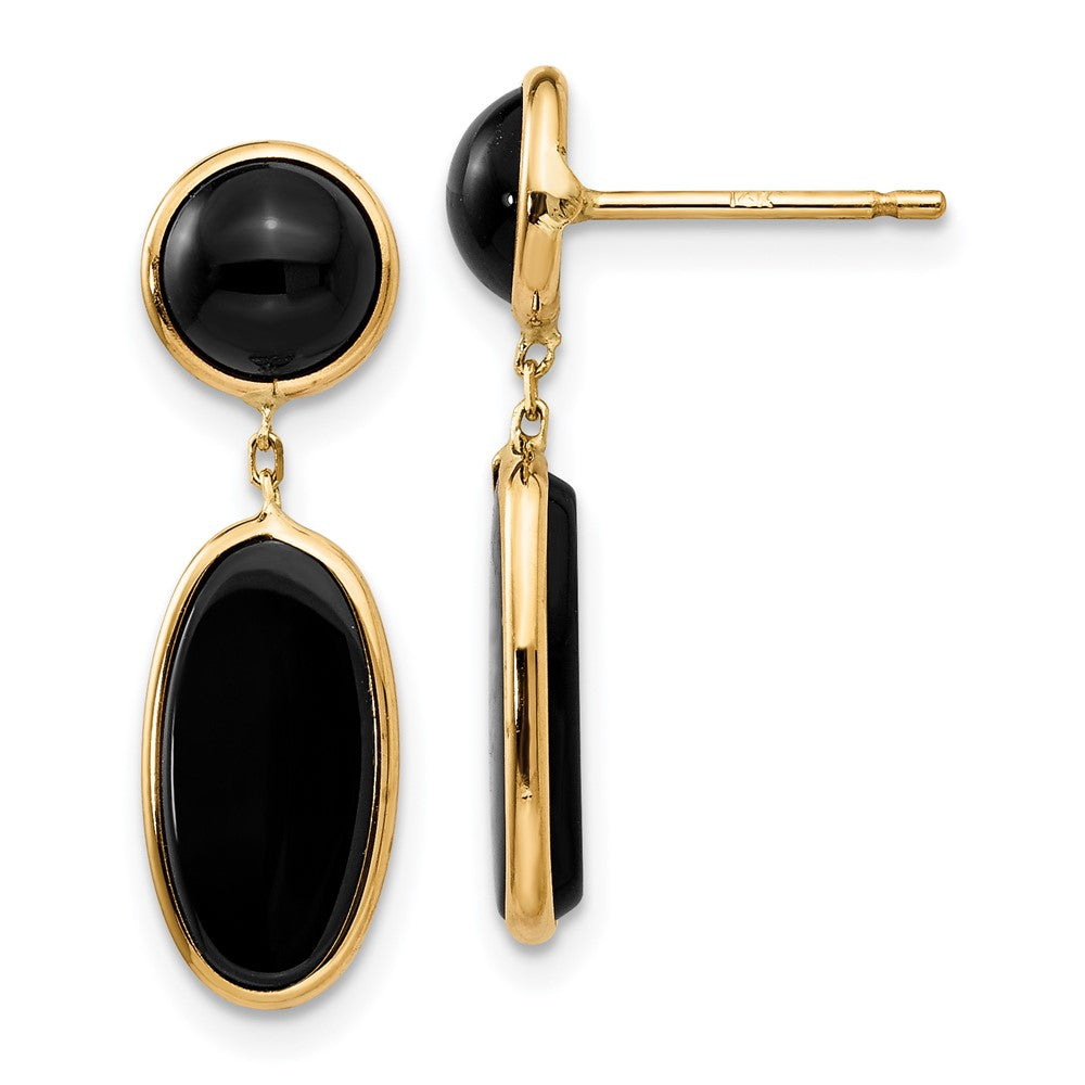 14k Black Onyx Oval Dangle Post Earrings